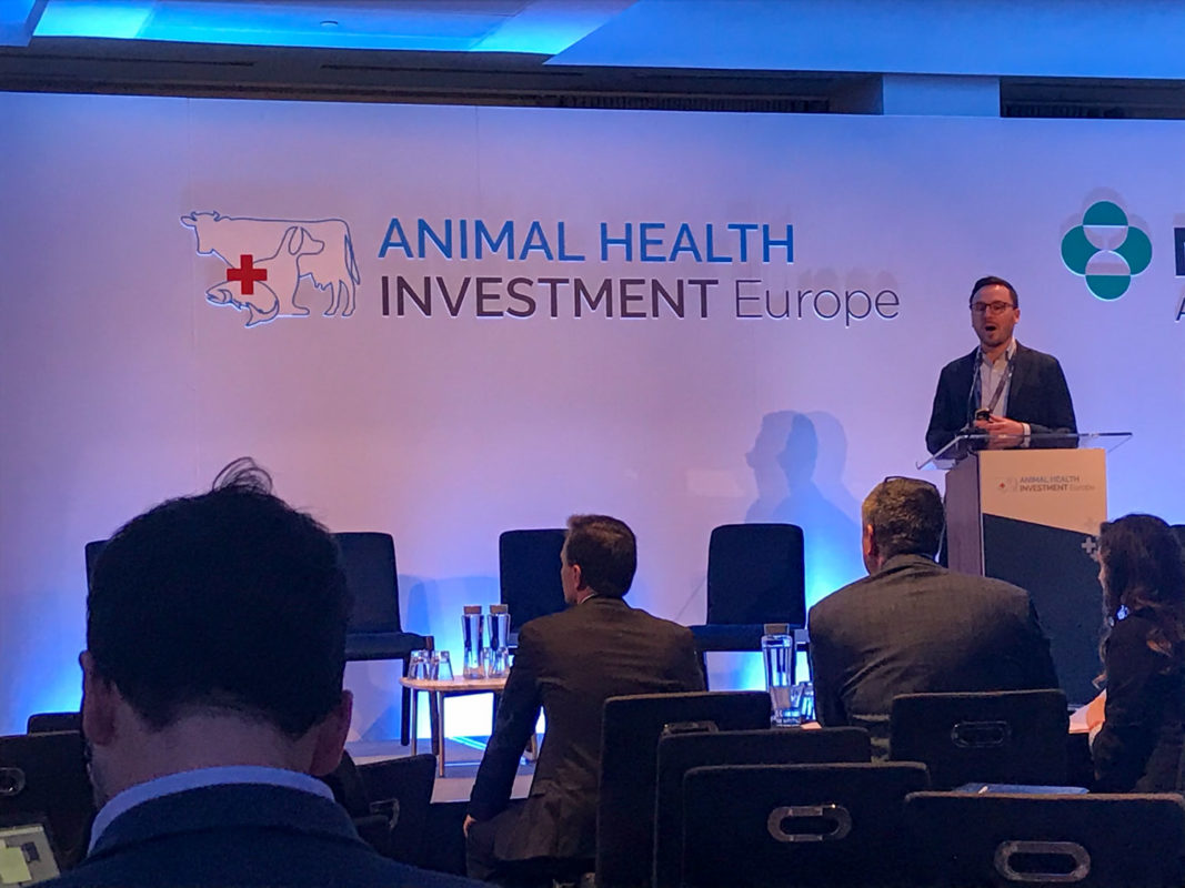 Tim Pfister of LiVET presenting among 20 top animal health startups at Animal Health Investment Europe 2020