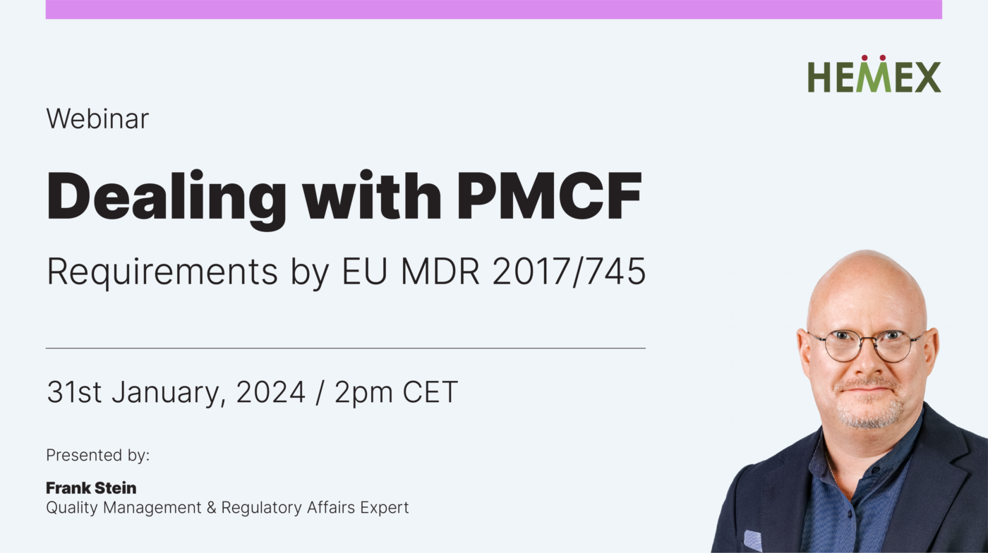 Invitation to Hemex webinar about dealing with PMCF requirements by EU MDR 2017/745